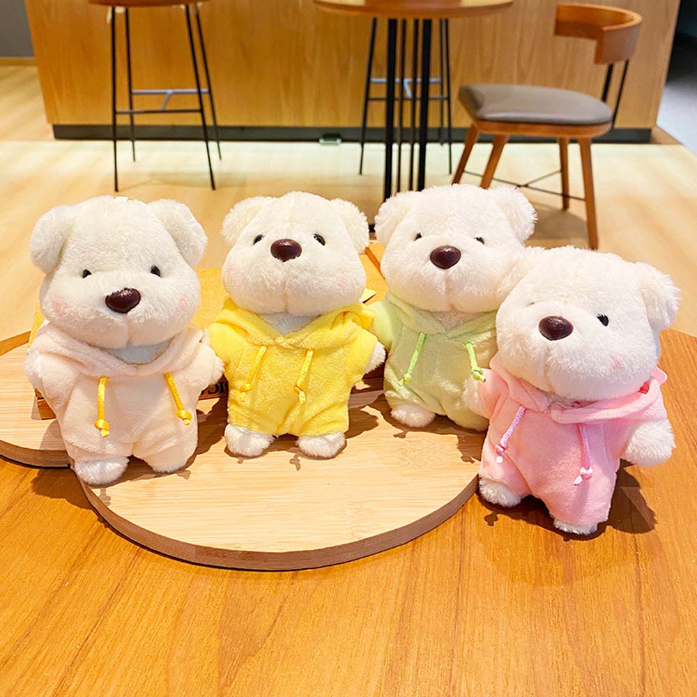 Bag Hanging Bear Plush Keychain Wear Hoodies Animal Plush Car Keyring  Kid Girls