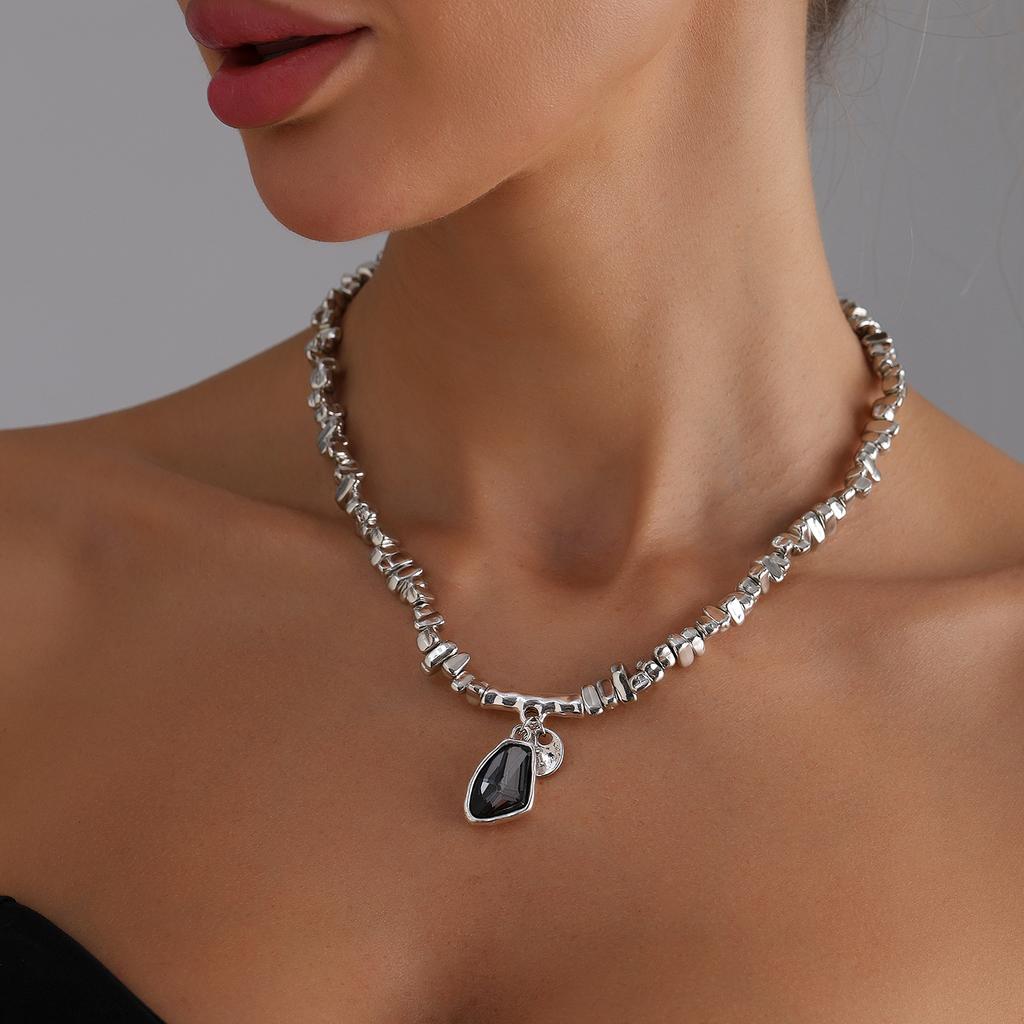 Elegante e elegante preto facetado zircão colar tira cor pulseira glitter pingente colar conjunto de jóias para mulher