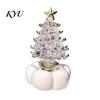 Colorful Glass Tree Art Glazed Christmas Ornament with Star Topper, Party Table Decor Art, Faux Crystal Tabletop for Home Office Holiday Centerpiece