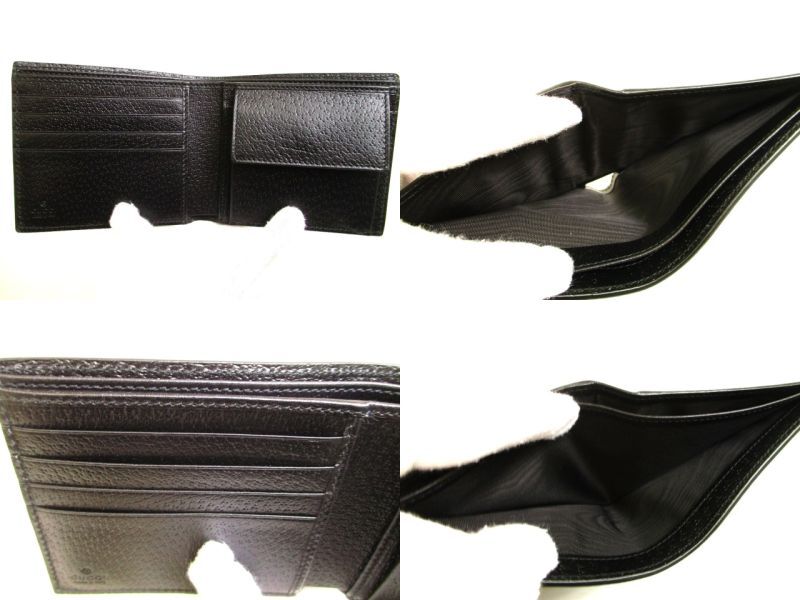 Authentic GUCCI GG Marmont Black Leather Bifold Wallet Compact Wallet #9586 Refurbished