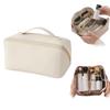 Portable Travel Cosmetic Bag PU Leather Makeup Bag Large Capacity Cosmetic Bag Organizer Toiletry Bags with Handle and