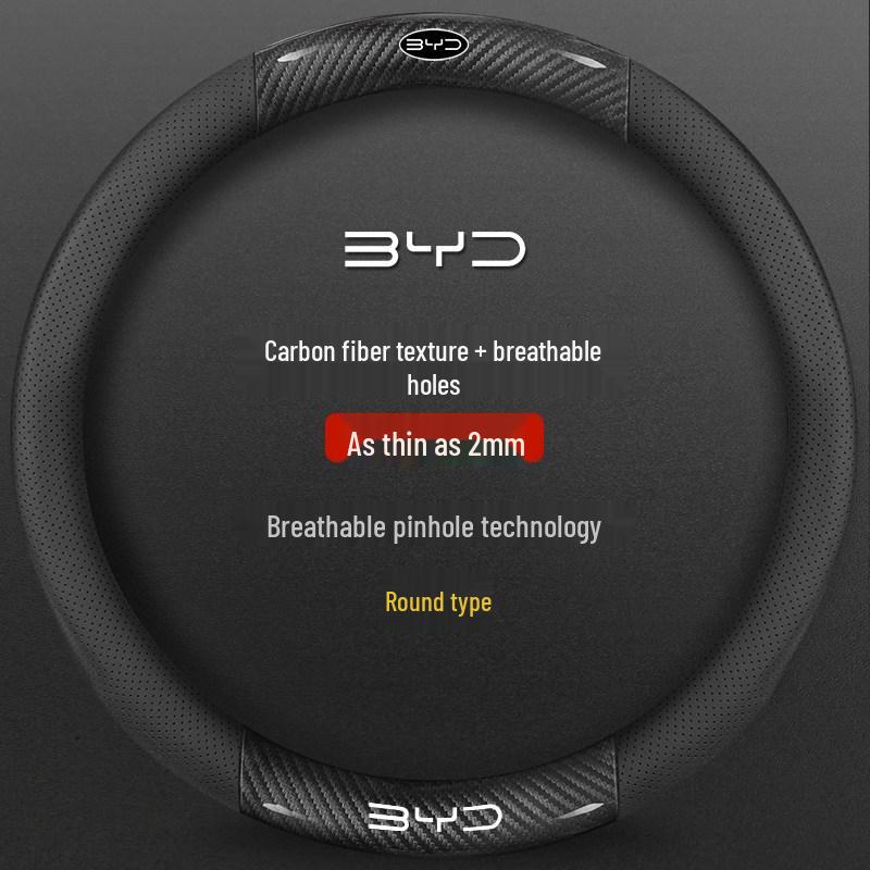 BYD Song PLUS Steering Wheel Cover for Han EV, Tang/Yuan Pro, Dolphin, Seagull, Qin - Genuine Leather
