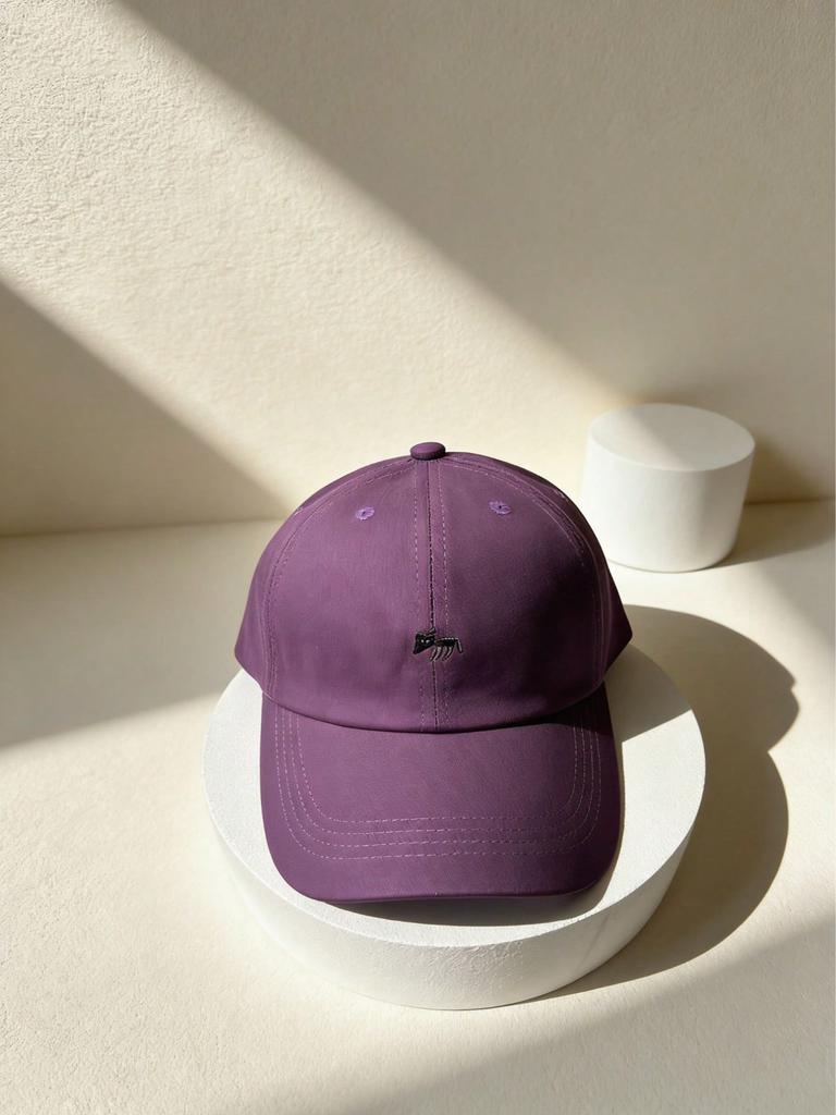 Soft Cotton Purple Baseball Cap with Cute Dog Embroidery, Adjustable Vintage Washed Dad Hat, Trendy Summer Sun Hat for Women Men
