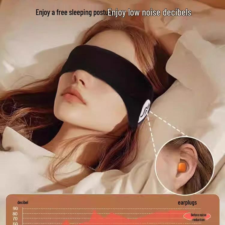 Kulaklık ve Göz Maskeli Ayarlanabilir Ses Geçirmez Uyku Kafa Bandı