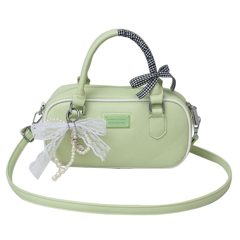 

2025 spring and summer new simple and sweet style portable bowling bag casual versatile foreign style advanced sense messenger bag women зелёный
