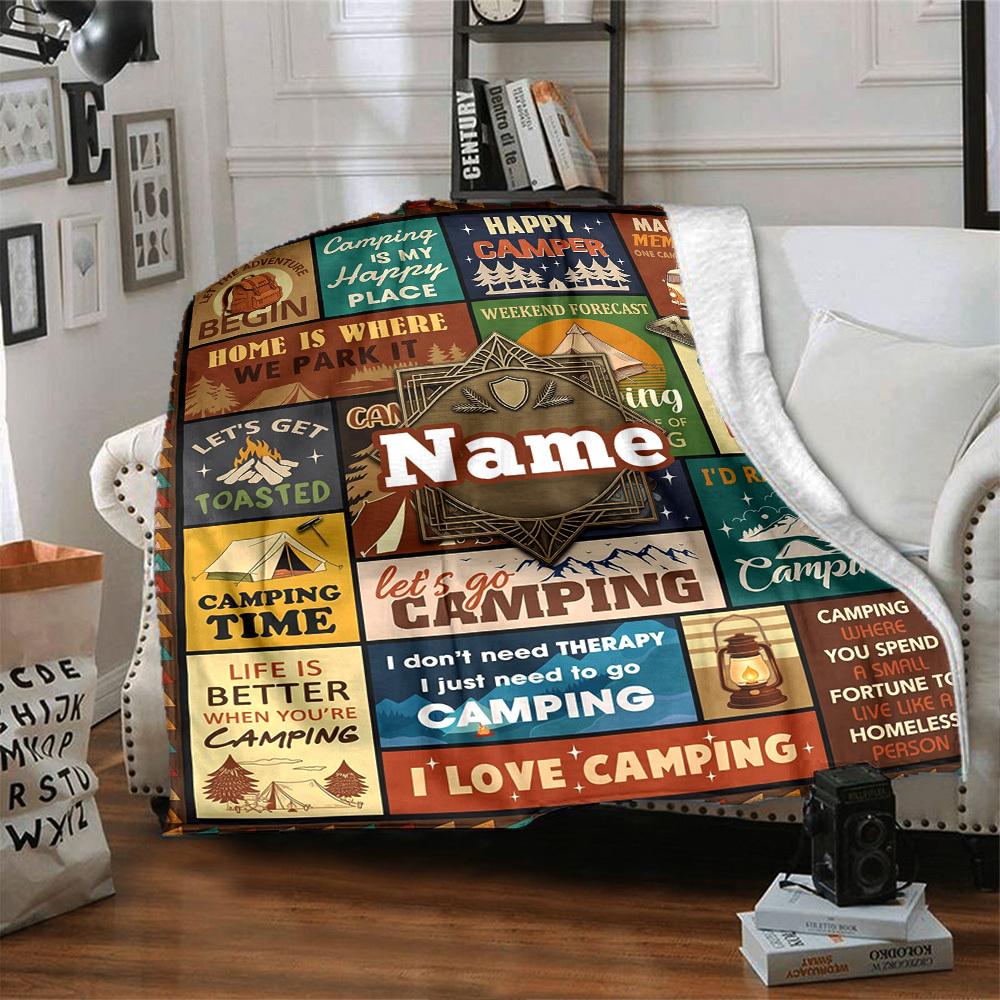 Camping Adventure Customize Your Name Home Blanket S Comfortable Soft Lightweight Allseason Multipurpose Blanket For Picnics Sofas Offices Beds Living