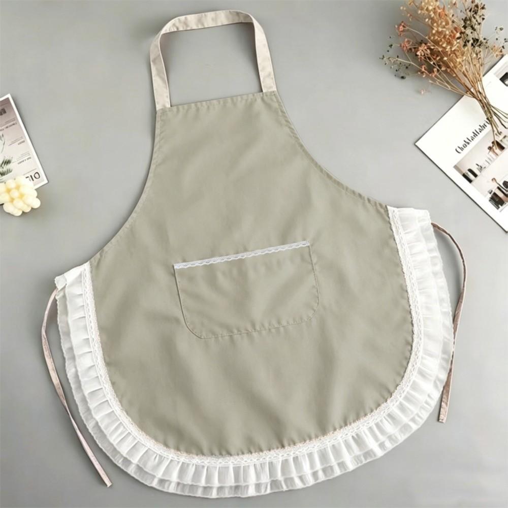 Lace Cooking Apron Splash-proof Fabric Work Clothes New Household Apron  For Kitchen