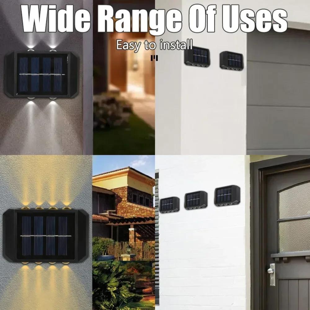 Solar LED Outdoor Wall Light Waterproof Dusk To Dawn Fence Lamp for Garden Yard Porch Pathway Up and Down Luminous Lighting