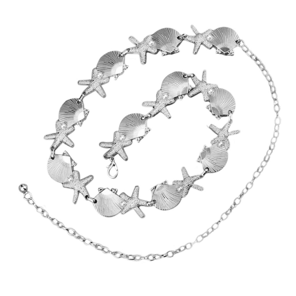 Unique Metal Shell Pearls Starfish Waist Chain Body Jewelry for Young Women Lady Girls Ocean Inspired Accessories