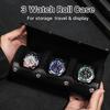 CONTACTS FAMILY Leather Anti-Fall Watch Box: Portable Three-Piece Mechanical Watch Storage Case