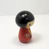 Usaburo Wooden Kokeshi Doll Okappa Shiroihana Red 9cm Tall Made In Japan