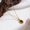 Black Zircon Pendant Necklaces, Stainless Steel Gold Color Necklace Women, Luxury Style Jewelry Accessories Chain Banquet Gift