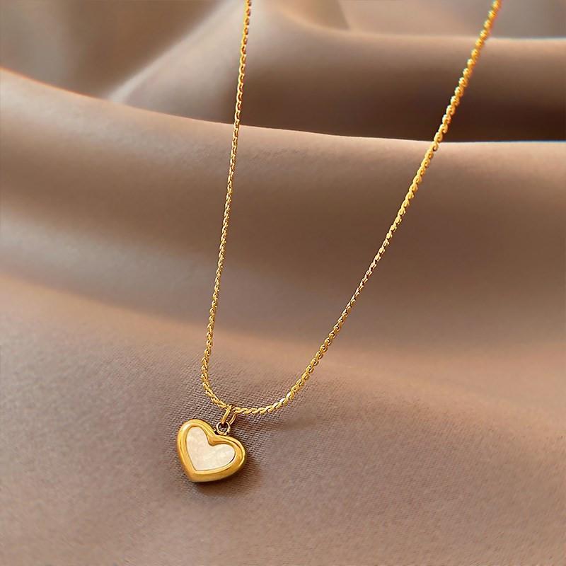 Delicate White Heart Earring Necklaces For Women Fashion Set Jewelry Lovers Gift