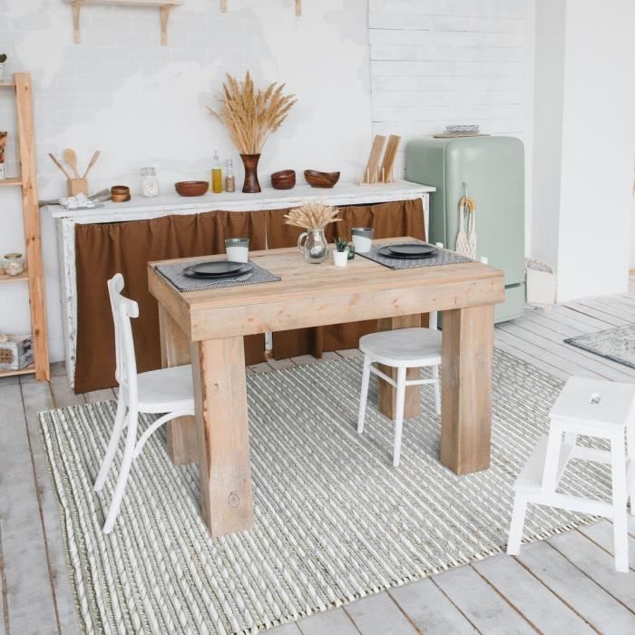 Living Room Rug In Wool, Jute Cotton Natural Braid 120x170