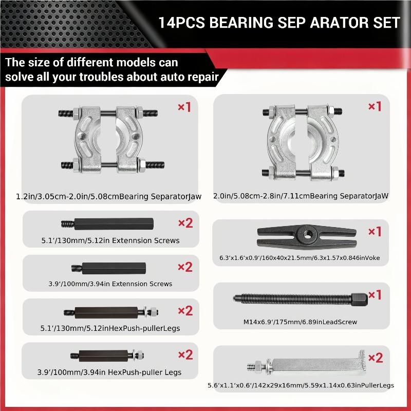 9/12/14PCS Bearing Puller Separator Kit 5 Ton Hub Shaft Gear Puller Set 2 & 3 Inch Jaws for Car Motorcycle Repair Tool Gift