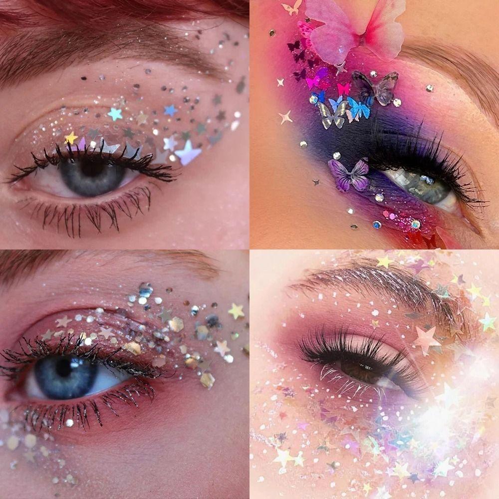 6Pcs/Set Sparkly Colorful Body Nail Glitter Gel Eyeshadow Sequin  Face Body Decorations