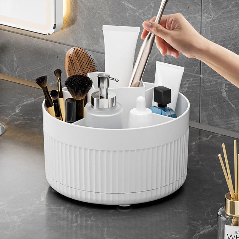 1 makeup brush holder storage box, 360° rotating makeup brush storage box, 5-slot makeup brush cup, suitable for cosmetics, pen