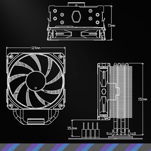 Cooler Master Hyper 212 Spectrum V3 CPU Air Cooler with ARGB Synchronization, 120mm PWM Fan, 4 Copper Direct Heatpipes, 152mm Tall, for AMD Ryzen AM5/