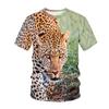 European and American summer T-shirt fashion trend, animal cheetah print 3D T-shirt for men's casual plus size loose top