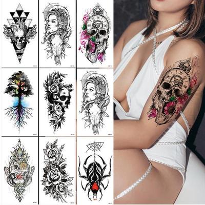 NOVINKA 1 PC 210*114MM Dočasné tetování Tribal Tiger Falešný vlčí kompas Tetování zvířat Lion Skull Crown Black Body Art Tetovací nálepka pro ženy a muže
