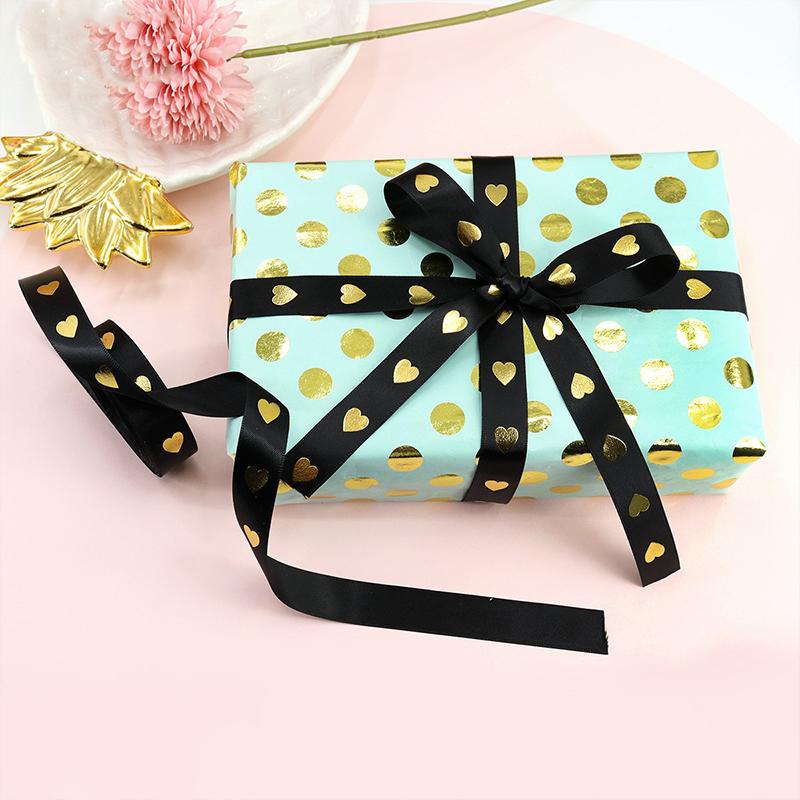 36  Yard Ribbon Gift 2.5CM Easy-to-Tie Heart Length-Sufficient Polyester Fade-Resistant Premium DIY-Friendly Foil-Stamped Durable