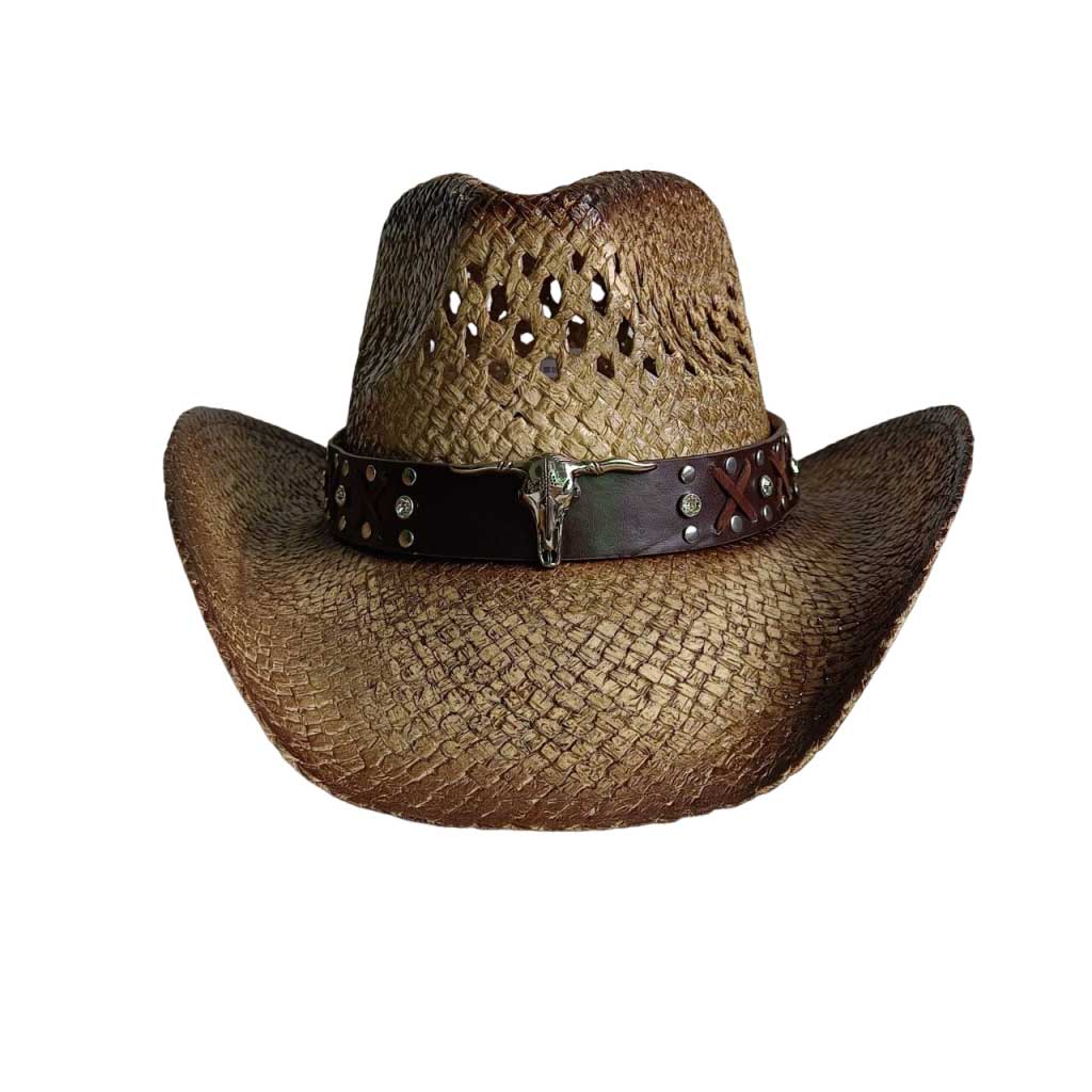 Western cowboy straw hat men and women retro wide-brimmed Cowboy Straw Hat Embroidered Wide Brim chapeau cowboy