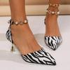 Sandali con tacco alto leopardati sexy da donna, con perline e cristalli, di lusso, da festa, da donna, con décolleté, Zapatillas De Mujer 2025
