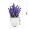 Multicolor Artificial Flower Potted Greenery Plant Eucalyptus Grass Potted Plant Ornaments Rose Lavender Mini Flower