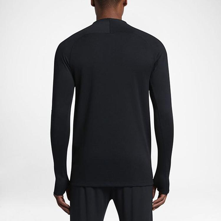 Nike Tricou de Fotbal cu Mâneci Lungi și Guler cu Fermoar la Jumătate Squad Drill Logo Bărbați Topuri Negru 807064-010