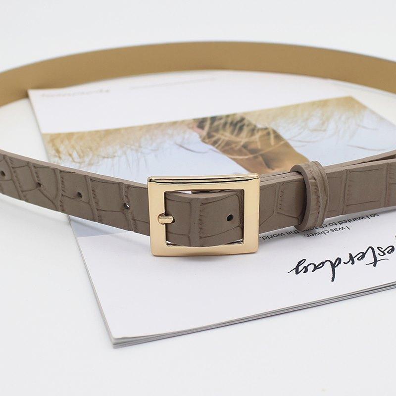 Retro Glossy Crocodile Pattern Belt Women'S Jeans Thin Square Buckle Decorative Belt Women