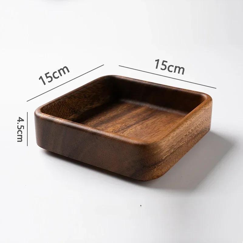 Breakfast Plate Rectangular Deep Plate Tray for Food Snack Dish Fruit Bowl Wooden Tableware Plates Trays Serving Dry Wood Dining