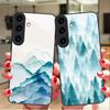 Ink Landscape Painting For For Samsung Galaxy S25+ S24+ S26 Ultra S25 Edge S24 FE S23 S22 S21 S20 Plus Black Glass Phone Case