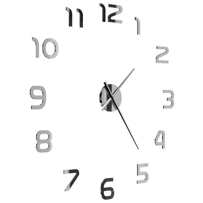 VidaXL Horloge Murale 3D Design Moderne XXL Argenté Décoration de Maison Salon 50634