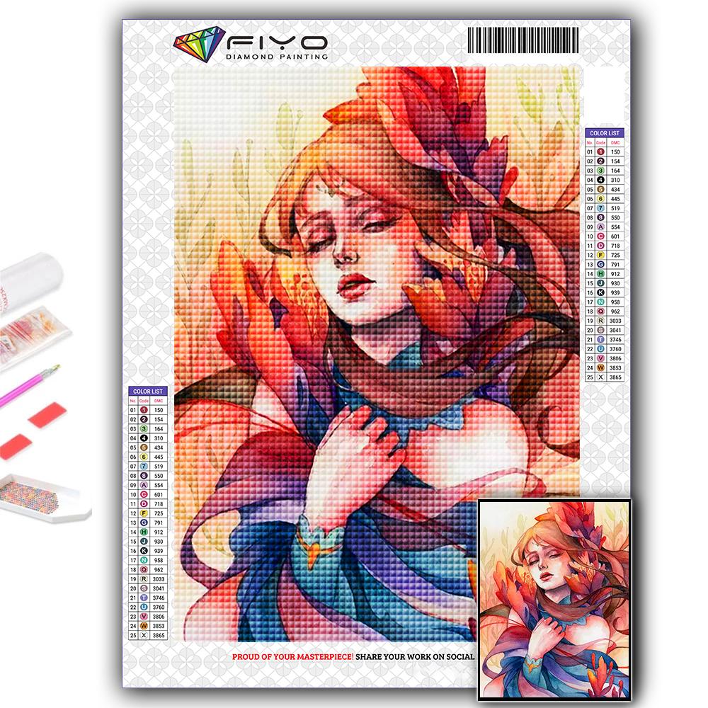 Diamant-Malerei, Blume und Mädchen, Stickerei, Kreuzstich, Strass, Heimdekoration