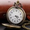 New Bronze Classic Crossed Sword Skull Arabic Digital Quartz Pocket Watch Necklace Pendant Clock Fob Chain Men's Women's Watches