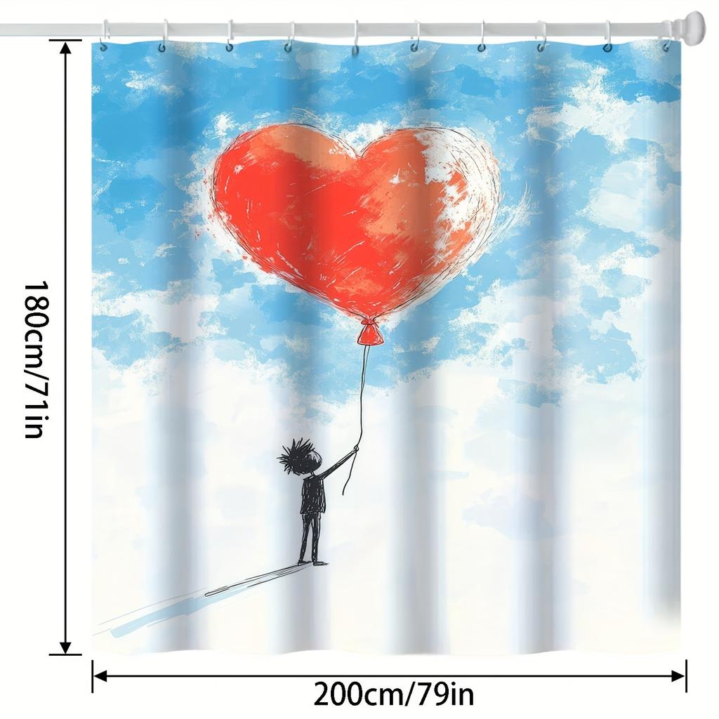 1pc Aesthetic Trend Personalized Digital Artwork Impressive Pattern Bathroom Decoration Digital Printed Shower Curtain