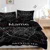 Custom Name City Map Bedding 3 Piece Set HD Print Duvet Cover Pillowcases for Teens Adult Bedroom Decoration Christmas Gift