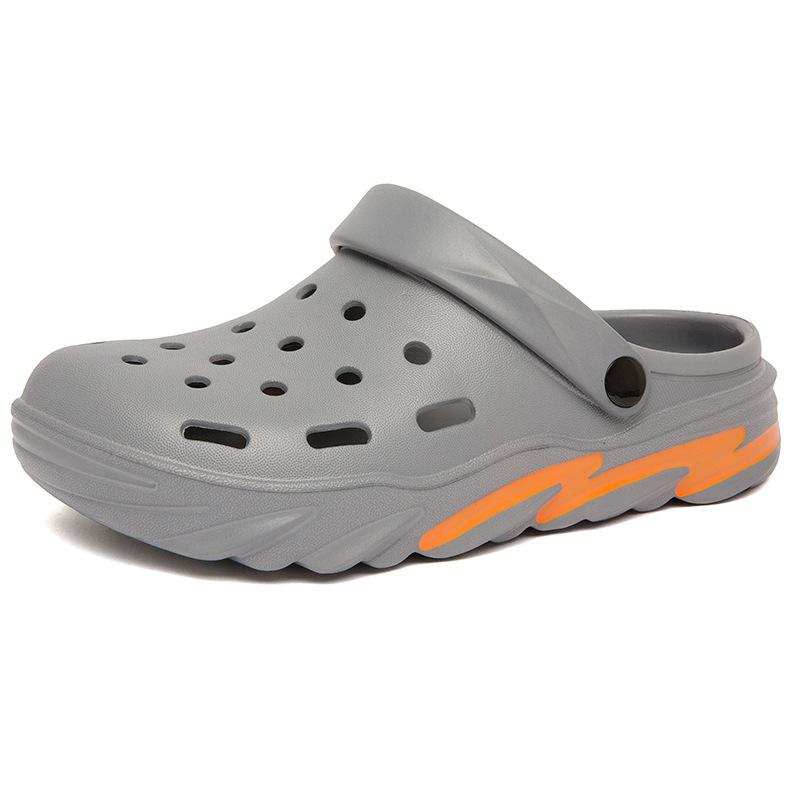 Large Size Slippers 45 Size Beach Shoes Men's Hole Shoes One-word Sandals Household Thick Soles Increase the Height of Anti-skid Stepping On Shit