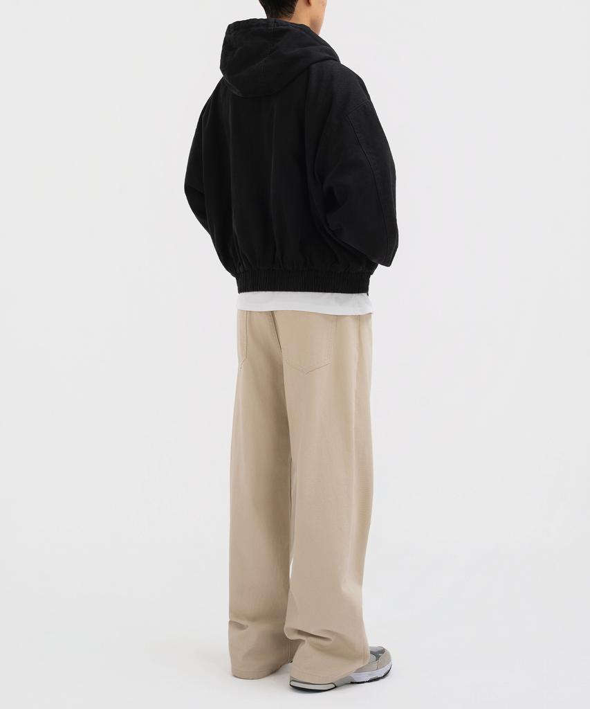 Underoff Crop Hooded Zip-Up Work Jacket Brown