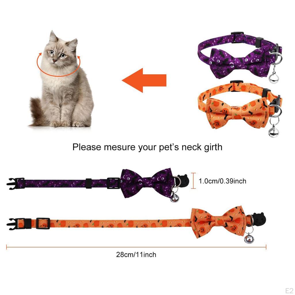 Cute Halloween Cat Collars with Interchangeable Bow Tie for Small and Medium-sized Kittens