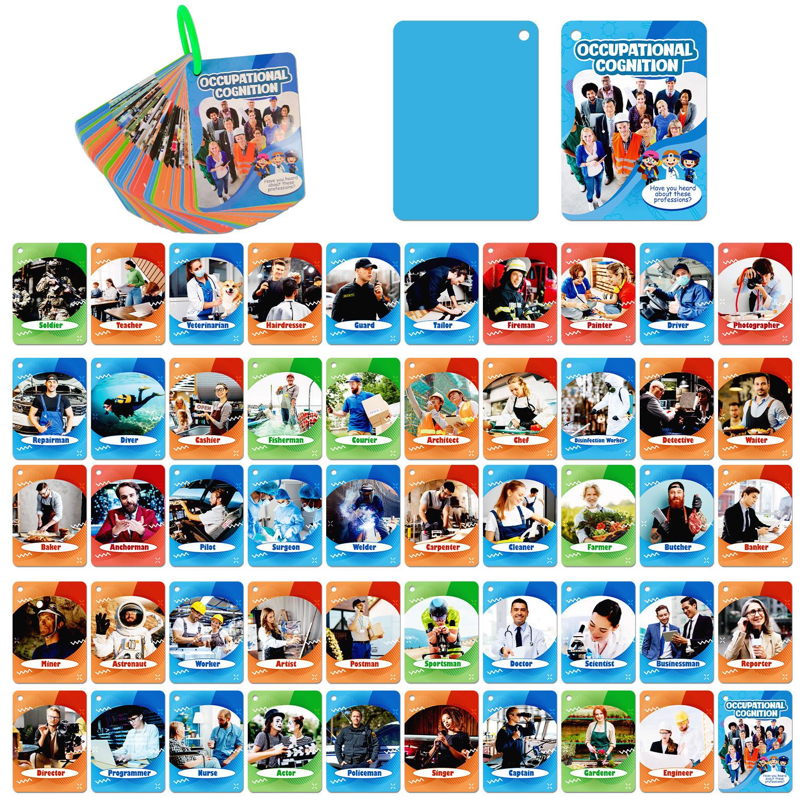 

50 Realistic Career Cards Baby Cognitive Enlightenment Education Parent-Child Interactive Education Cards