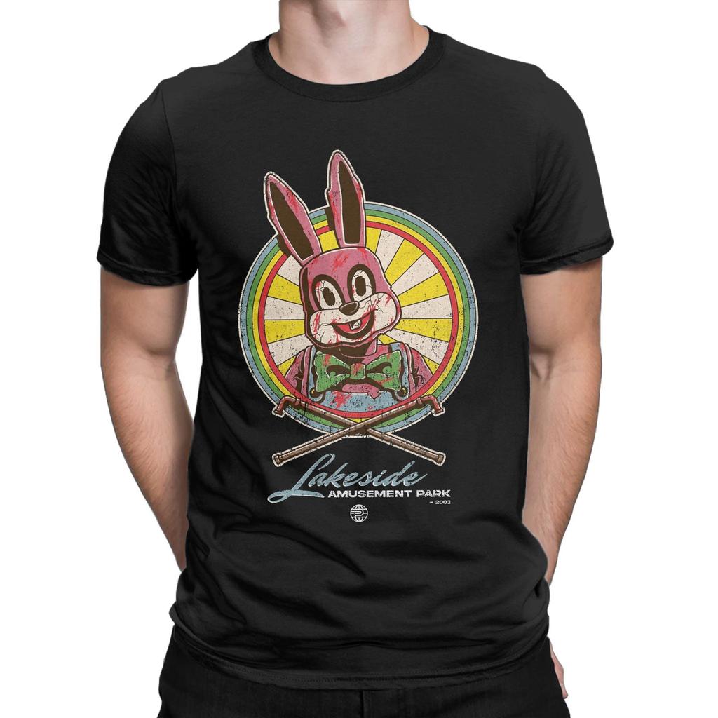 Men Silent Hill 3 Lakeside Amusement Park Robbie the Rabbit T Shirts  100% Cotton Tops Short Sleeve Tees Plus Size T-Shirt