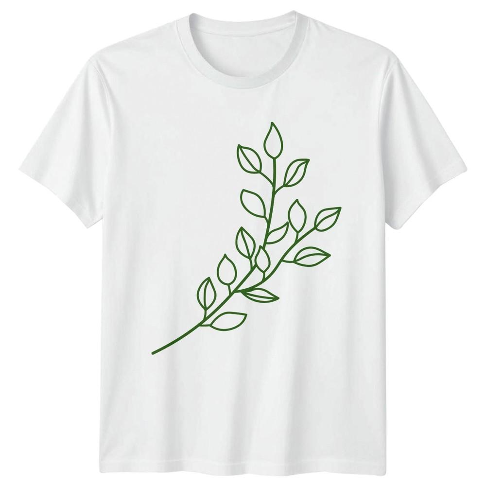 Hand Drawn Leaves Unisexs TShirt Botanical Art Nature Birthday Gift For Her S
