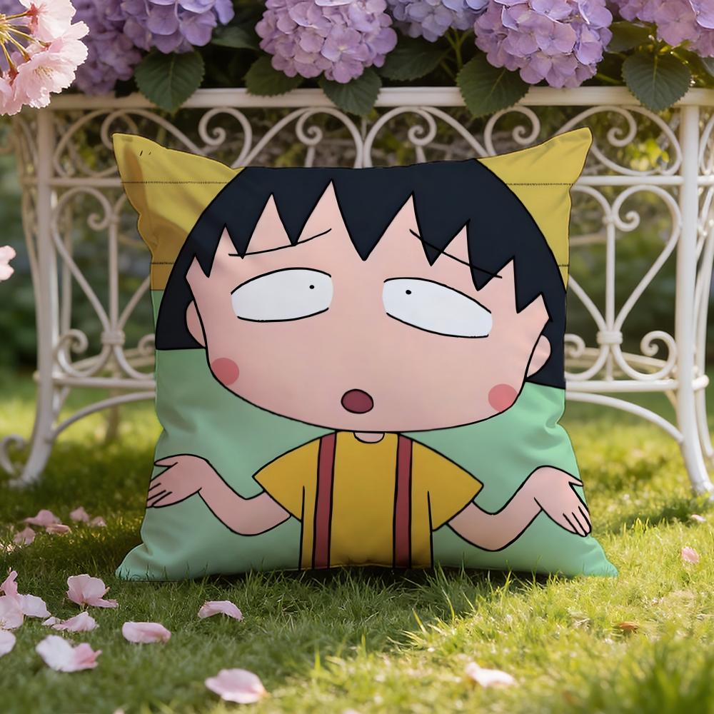 Cute anime C-Chibi M-Maruko Chan Cushion Cover Home & Car Dual-Scene Pillow Cover: Reversible for Premium Comfort