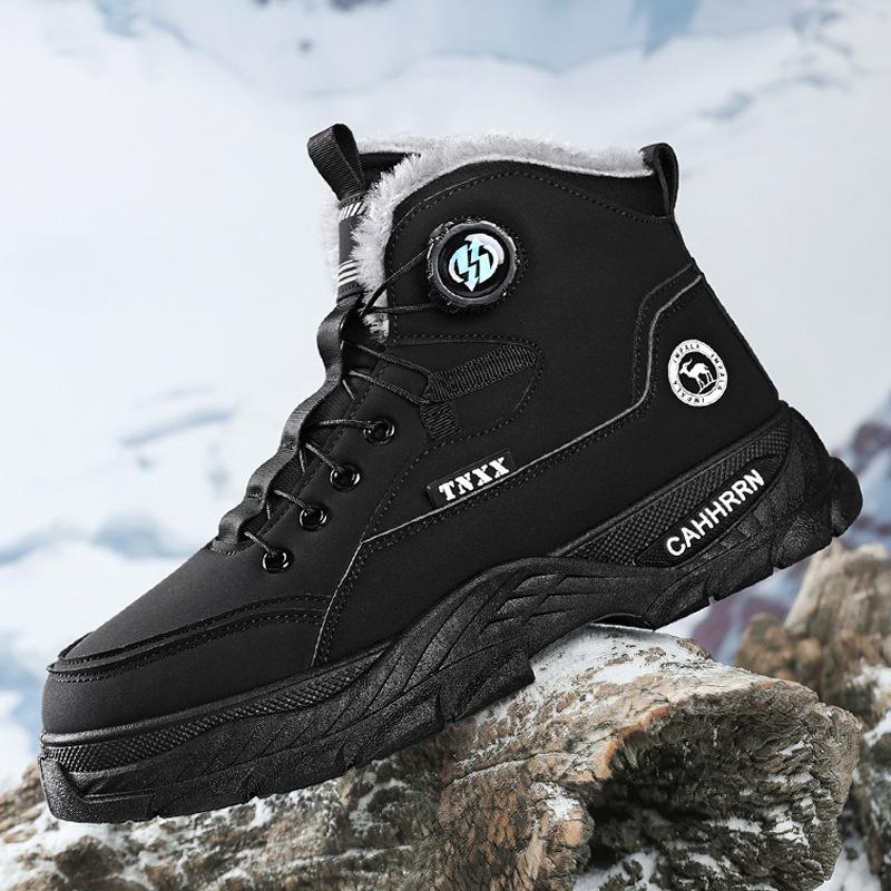 Winter velvet high-top Martin boots men's British style retro versatile shoes thick-soled thickened warm cotton shoes short boots