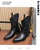 Stivali da Cowboy Western in Pelle Retrò da Uomo, Punta Acuta, Taglia Grande, Tacco in Legno, Stile Cavaliere.