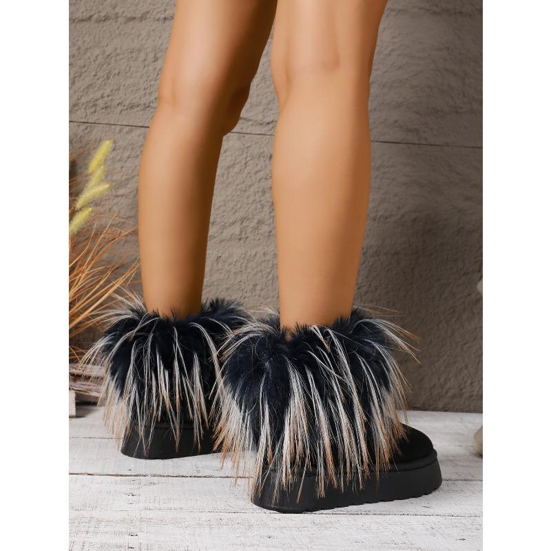 Warm Snow Boots for Winter 2025 New Plus-size Fleece Platform Sleeve Furry Cotton Shoes for Women