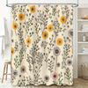 Yellow Flower Bath Curtain Set Shower Decor Vintage Print Modern Home Decor Shower Curtain 3D Printing Waterproof Fabric Bathroo