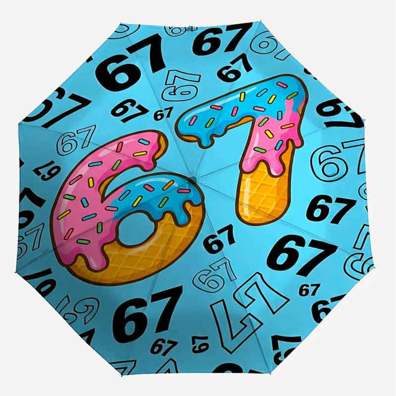 1PC Number 67 Umbrella-8-Rib Reinforced, Automatic Open, Lightweight & Durable, Fashion Accessory for Outdoor, J0337