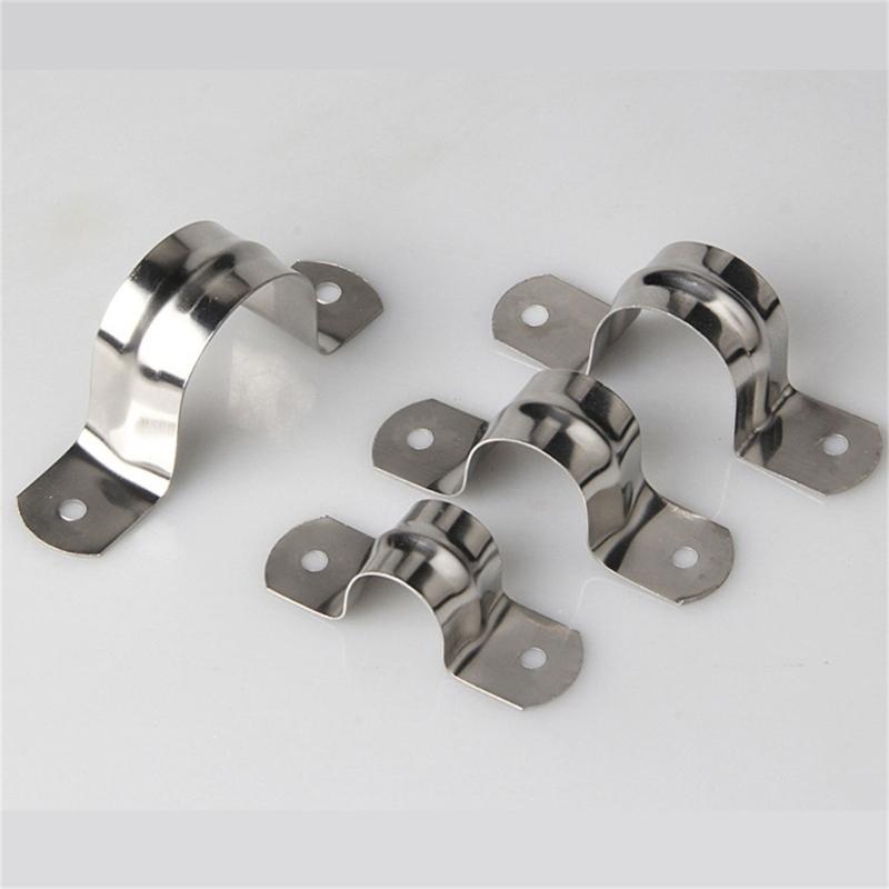 100/50 st Rörbygelklämma Rostfritt stål 2 hål Styv rörbygel Fäste Rörklämma Kraftig Kanalisationsklämmor